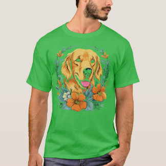 En Golden Retriever omgiven av Lilies illustra T Shirt