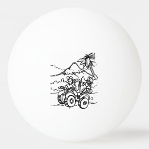 En Golfer spelar golf med sin fyrhjuling Pingisboll