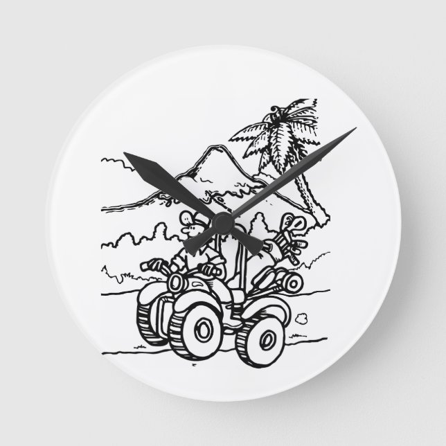 En Golfer spelar golf med sin fyrhjuling Rund Klocka (Framsida)