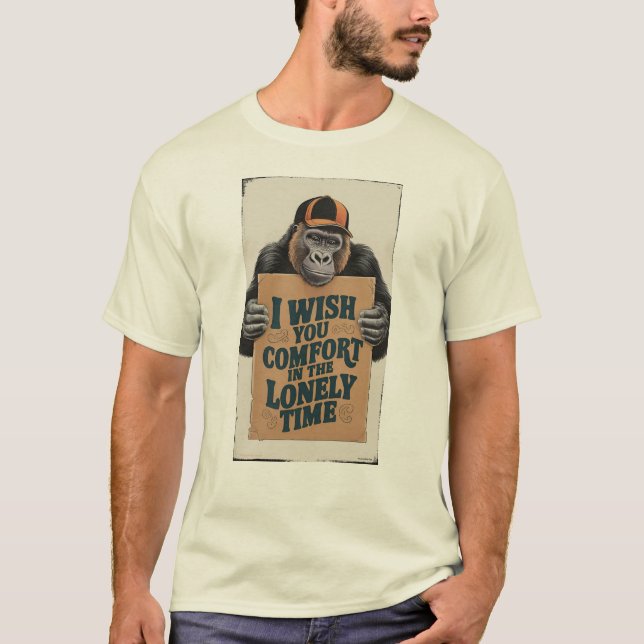 en gorilladkartong "jag önskar dig lycka till t shirt (Framsida)