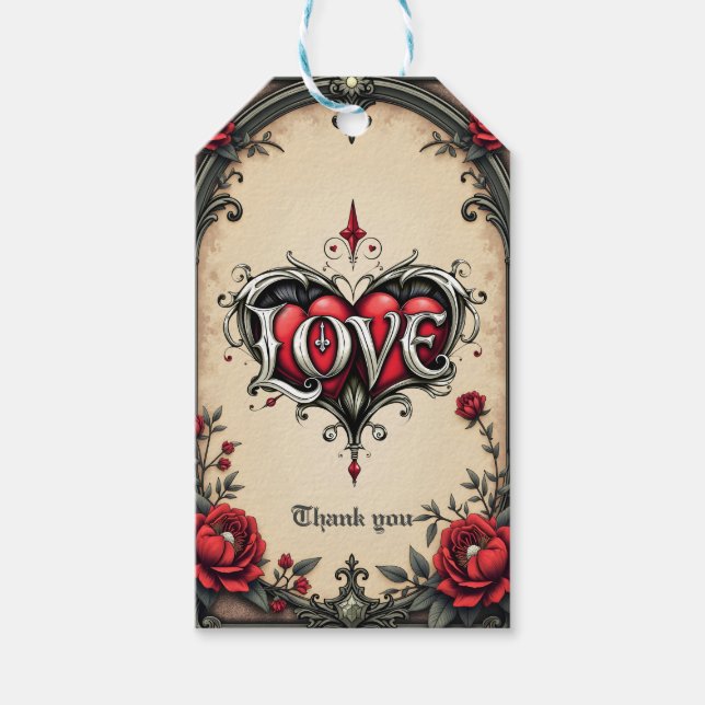 En gotisk romans. En utsmyckad, gotisk stil  Presentetikett (Framsidan)