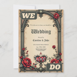 En gotisk romantik. En ornat, gothisk-stil Inbjudningar