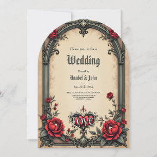 En gotisk romantik. En ornat, gothisk-stil Inbjudningar