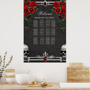 En gotisk symbios, elegant haert och döskallar. poster
