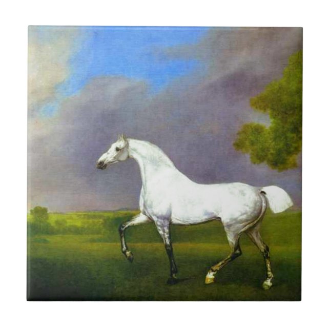 En grå färghäst av George Stubbs Kakelplatta (Framsidan)