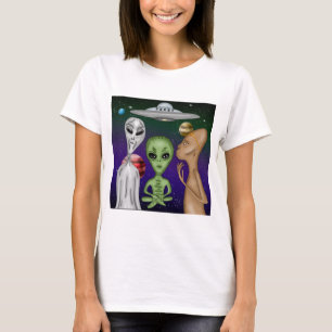 En grå, liten grön, Anunnaki-utomjordisk teckning T Shirt