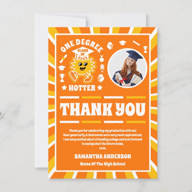 En grad av Hotter Retro Photo Studenten Tack Kort (Framsida)