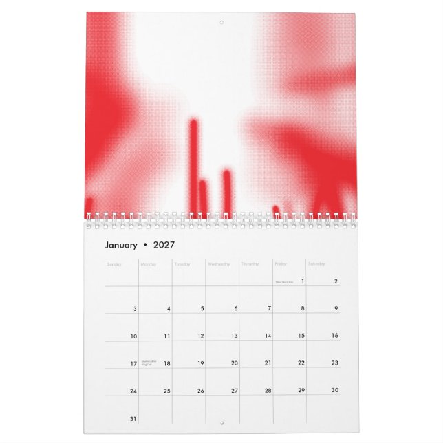 En grafisk design med fetstil och orange sha kalender (Jan 2027)