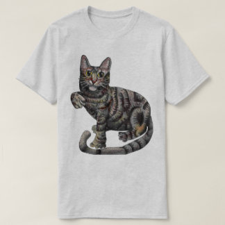 En Grått Cat, med "I kärlek Cats!" T Shirt