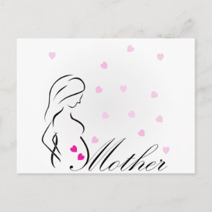 En gravid mor att bli med rosa i miniatyr vykort