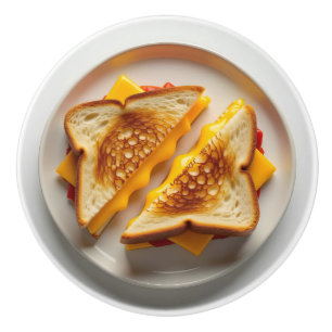En Grilled Cheese Smörgås på en Tallrik Knopp