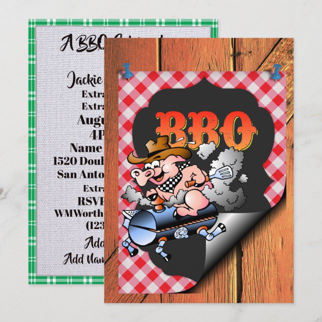 En grillfest inbjudningar (Fram/baksida)