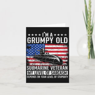En grinig gammal ubåtsveteran flagga USA ubåtsman Kort