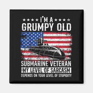 En grinig gammal ubåtsveteran flagga USA ubåtsman Magnet
