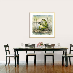 En groda som spelar upp ett Clarinet-Art-utskrift Poster