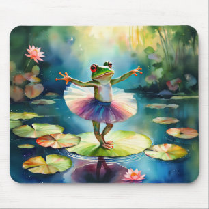 En grog ballerina som dansar på en lotus löv i en musmatta