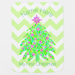 En grön julgran tillfogar känt min 1st jul bebisfilt