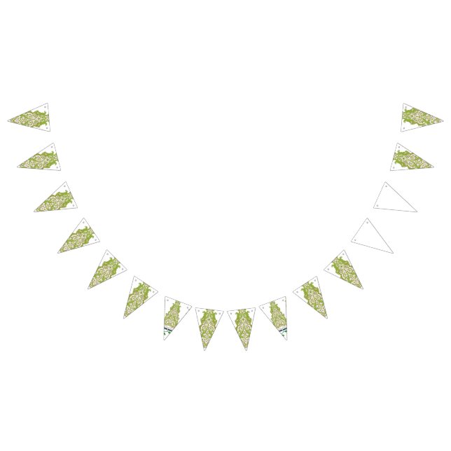 en grön och vit tapet med utsmyckade mönster vimplar (Alla)