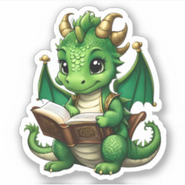 En Grönt Dragon Läsmärke Klistermärken