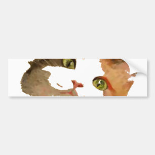 En Grönt Eyed Calico Cat Artistic Porträtt Bildekal