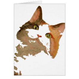 En Grönt Eyed Calico Cat Artistic Porträtt Hälsningskort