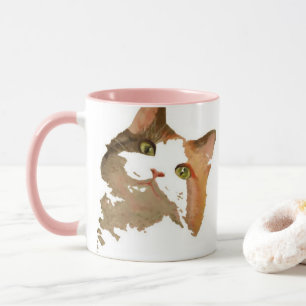 En Grönt Eyed Calico Cat Artistic Porträtt Mugg