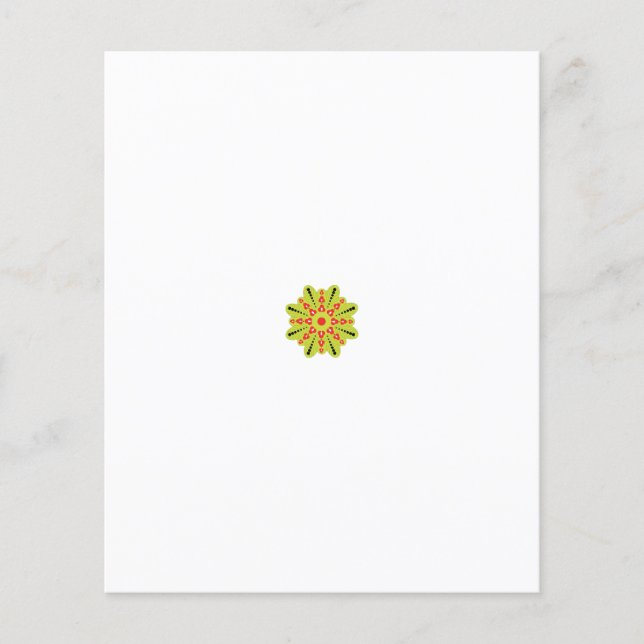 en grönt och en röd blomma med svarta punkter flygblad (Framsidan)