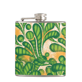 En grönt och guld som skildrar ett träd fickplunta