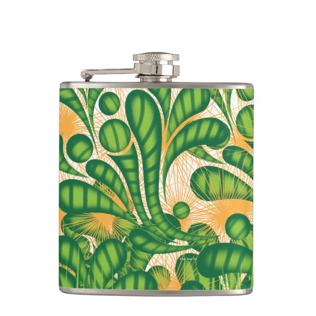 En grönt och guld som skildrar ett träd fickplunta (Framsidan)