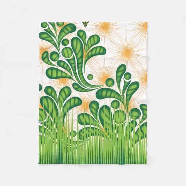 En grönt och guld som skildrar ett träd fleecefilt (Framsidan)