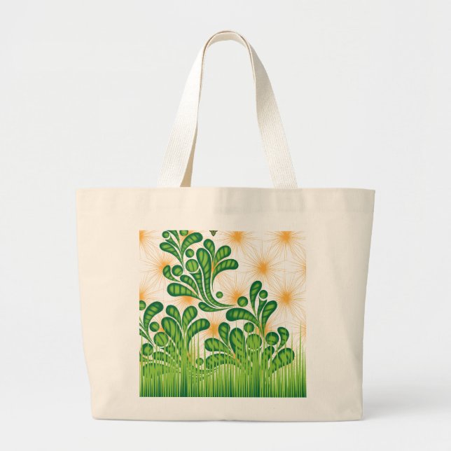 En grönt och guld som skildrar ett träd jumbo tygkasse (Framsidan)