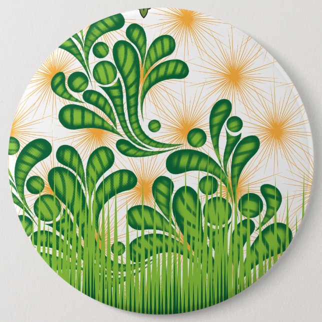 En grönt och guld som skildrar ett träd knapp (Framsida)