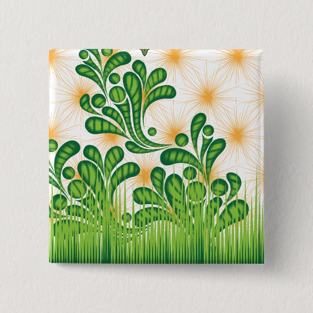 En grönt och guld som skildrar ett träd knapp (Framsida)