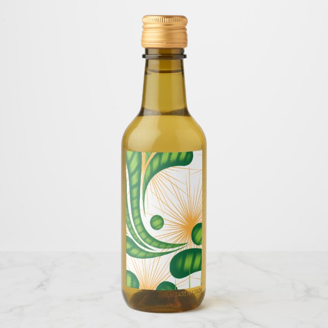 En grönt och guld som skildrar ett träd vinetikett (Framsida)