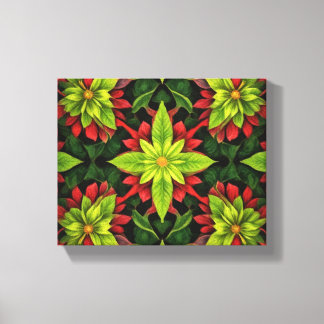 en grönt och röd blomma canvastryck