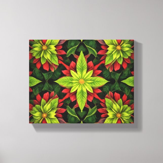 en grönt och röd blomma canvastryck (Framsida)