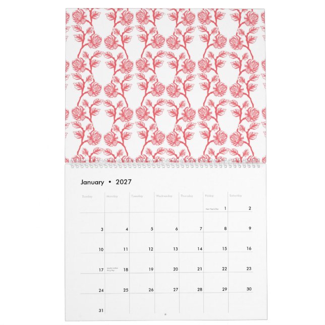 en grönt och vit abstrakt bakgrund kalender (Jan 2027)