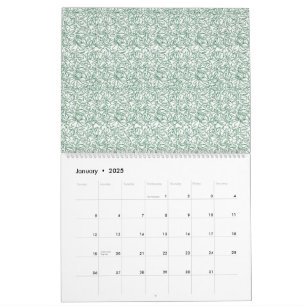 en grönt och vit bakgrund med liten löv kalender