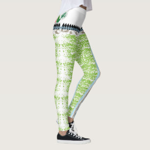 en grönt och vit bakgrund med små punkter leggings
