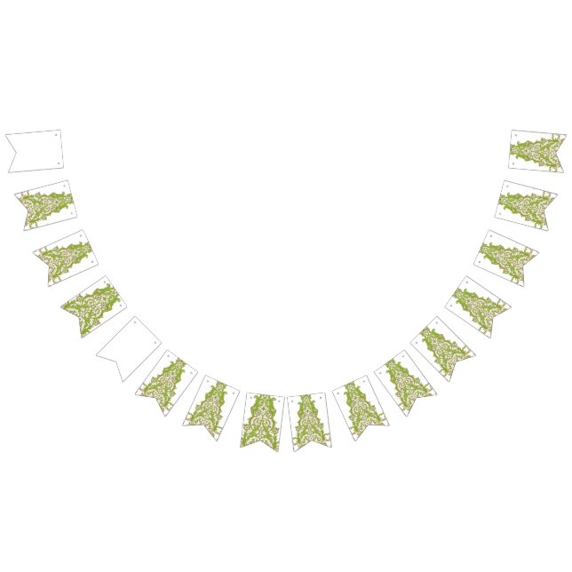 en grönt och vit tapet med ornerade mönster vimplar (Alla)