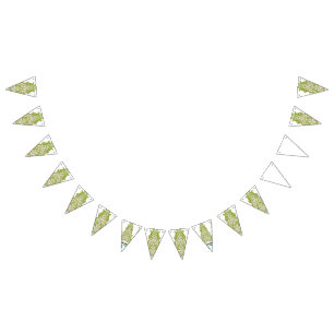 en grönt och vit tapet med ornerade mönster vimplar