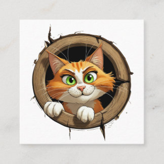 En Grönt Tecknad med Ögon Pee med Bright Fyrkantigt Visitkort