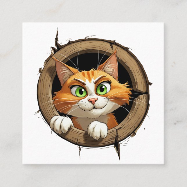 En Grönt Tecknad med Ögon Pee med Bright  Fyrkantigt Visitkort (Framsida)