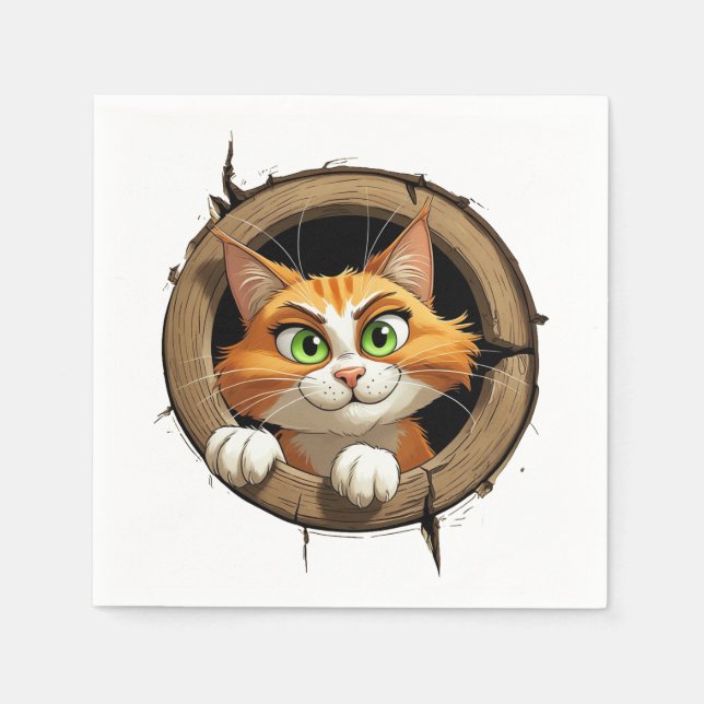 En Grönt Tecknad med Ögon Pee med Bright  Pappersservett (Framsidan)