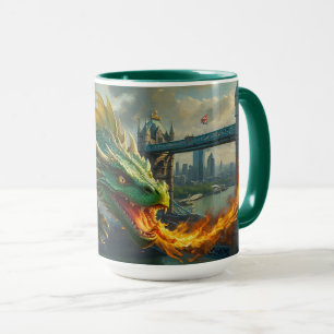 En Grönt Welsh Dragon Terrorizes London Mugg