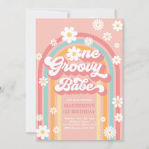 En Groovy Babe Boho Daisy Rainbow 1 födelsedag