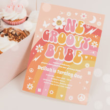 En Groovy Babe Peace Kärlek Party Regnbåge Birthda