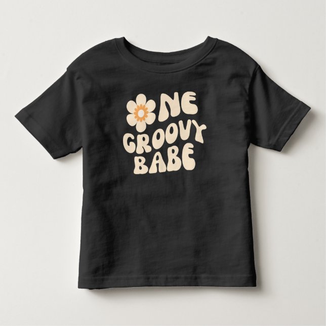 En Groovy Babe Retro-Daisy 70-årsjubileum Baby T Shirt (Framsida)