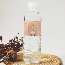 En Groovy Babe Retro Rainbow 1 födelsedag Vattenflaskor Etikett