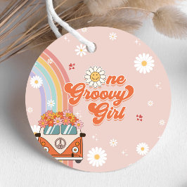 En Groovy Girl Retro Rainbow 1:a födelsedagen Gåvor Etiketter